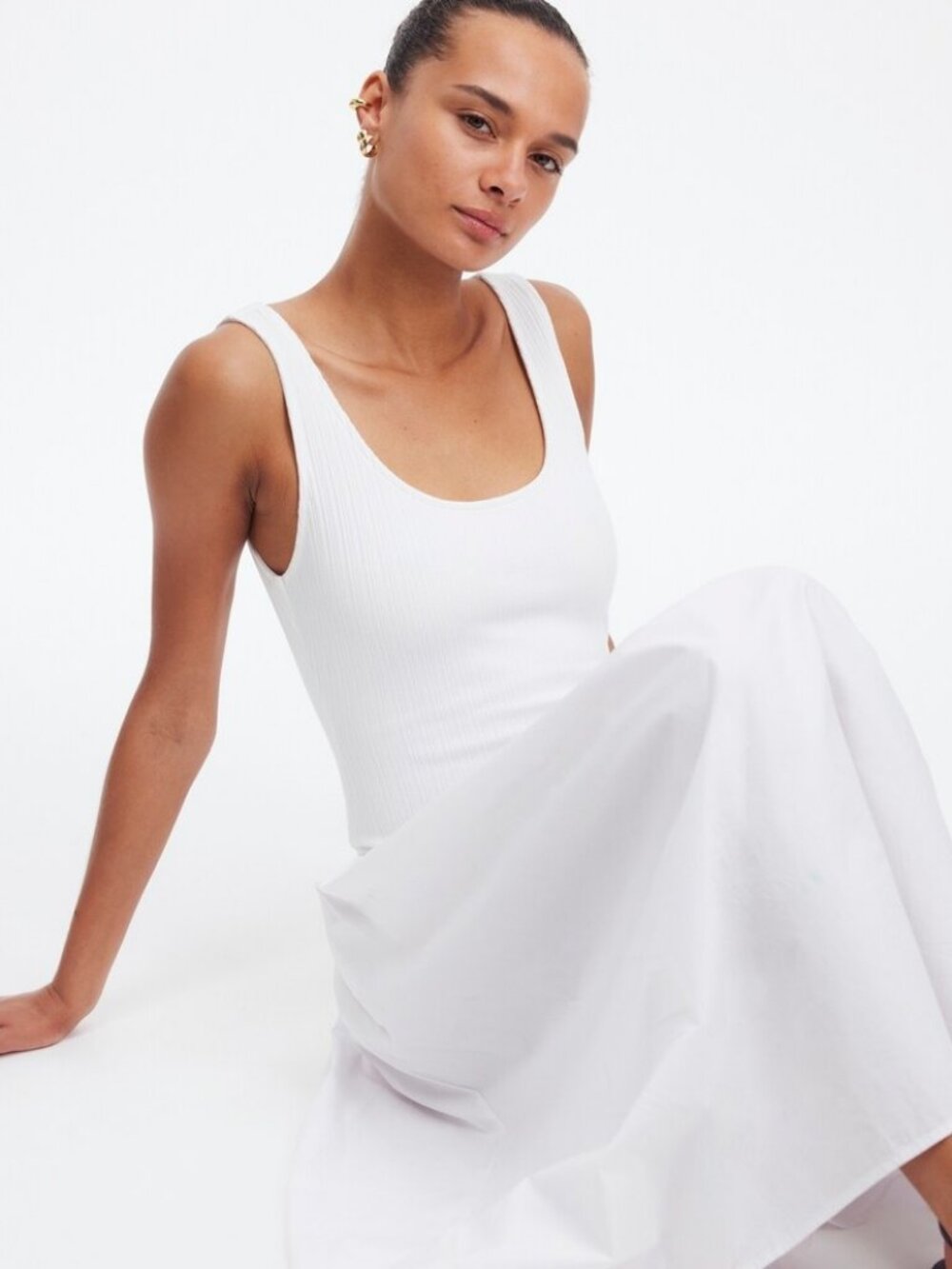 Madewell NWT Drop-Waist Tank Midi Dress in Lighthouse size XXS